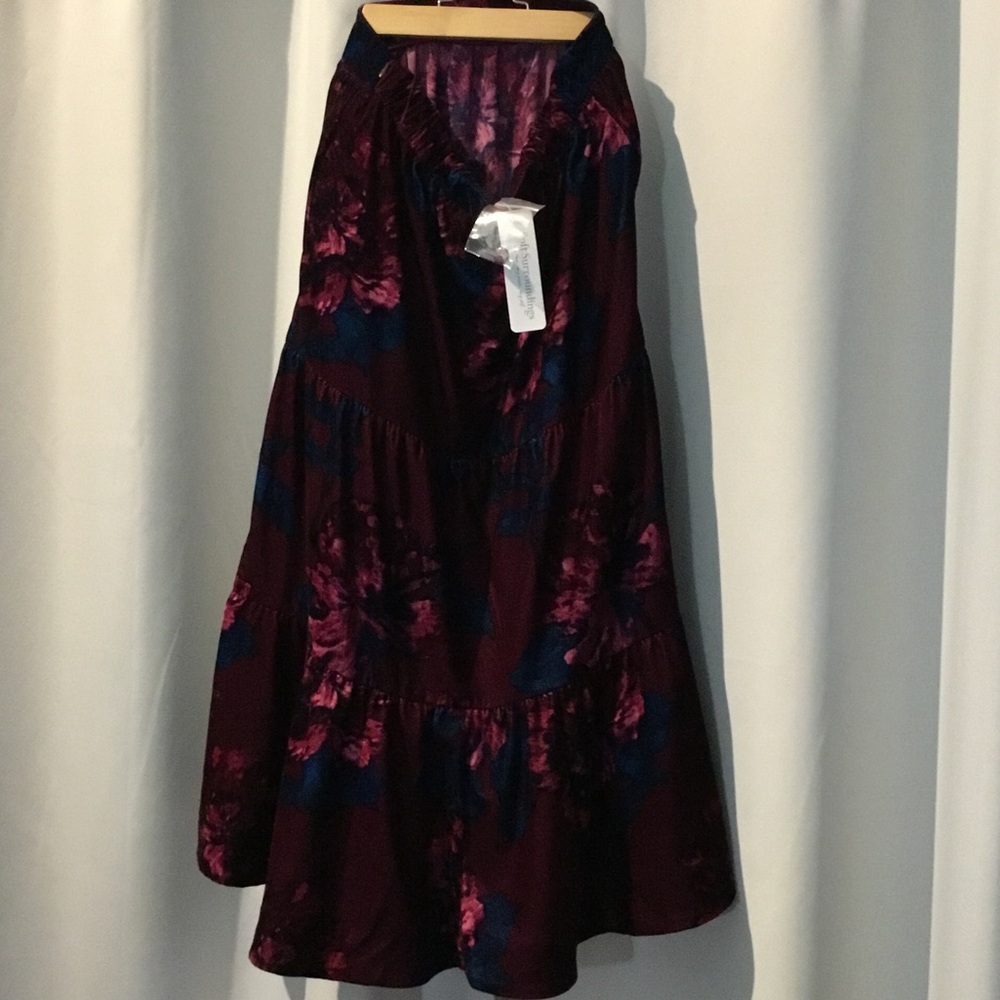 Soft Surroundings A-Line Skirt - Burgundy and Navy